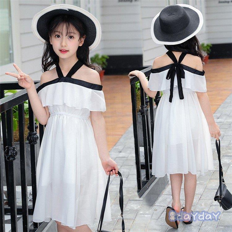 子供服 ワンピース 半袖 春夏 女の子 キッズワンピース シフォンワンピース 肩出し チュニック 子供ドレス ジュニア おしゃれ 可愛い 涼しい ビーチ 新品 160cm