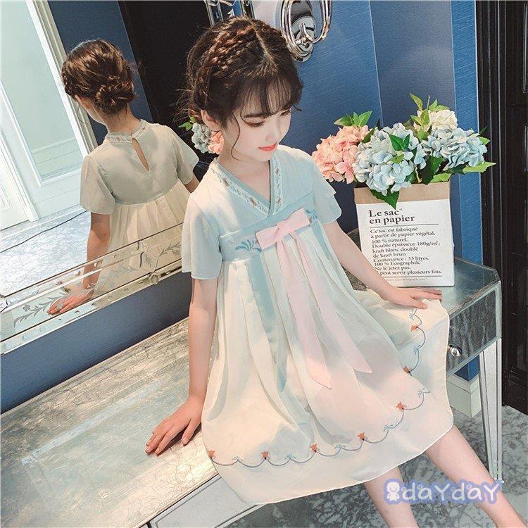 子供服 ワンピース 春夏 女の子 キッズワンピース 半袖 膝丈ワンピース リボン チュニック 子供ドレス ジュニア お姫様 おしゃれ カジュアル 可愛い 新品 150cm