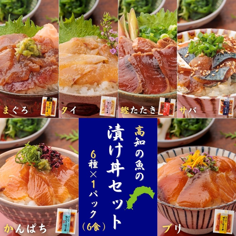 魚の漬け丼セット（6種×各1パック）送料無料 高知 宇佐もん工房 海鮮丼 タイ マグロ カンパチ かつお ..