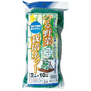 【仕様】 ・サイズ：2×10m ・色：グリーン ・材質：ポリエチレン 備考：12cm角目 【商品特徴】 角目で張りやすく、繰り返し使える長持ちタイプです。