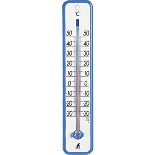 【シンワ】温度計 プラスチック寒暖計【30cm ブルー】