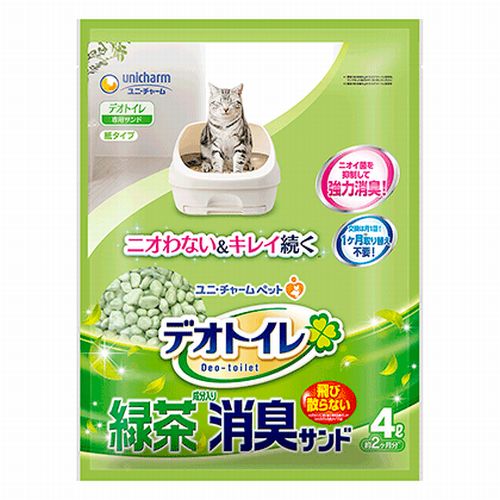 【K】【ユニ・チャーム】猫砂デオトイレ 緑茶成分入り消臭サンド【4L】