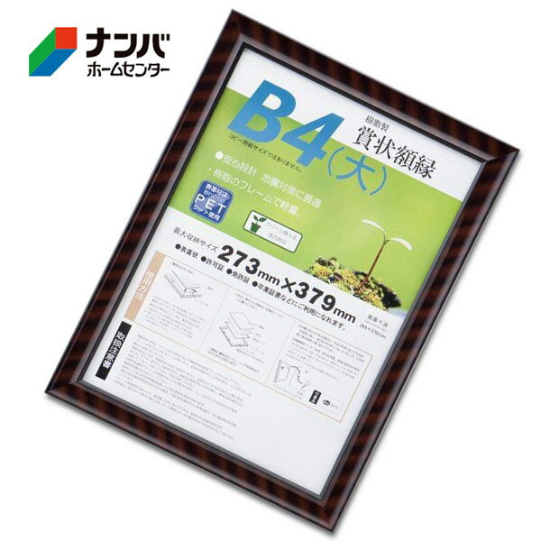 【仕様】 ●サイズ：B4（大） ●収納寸法：273×379mm ●額外寸法：320×426mm ●重量：480g ●吊カン(タテ・ヨコ) ●吊紐付き ●原産国：インドネシア 【材質】 ●フレーム：樹脂 ●前面：PET ●裏板：MDF 【商品の特長】 ●表賞状、許可証、免許証、卒業証書などにご利用になれます。 【使用上の注意】 ●使用上の注意をよくお読みになりご使用下さい。
