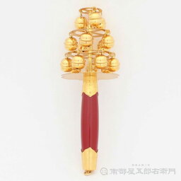 【日本製・金メッキ付品】神楽鈴(大) 本体の長さ約30cm 鈴の大きさ1寸神楽鈴 かくらすず 三番叟鈴 Kagura bell 神社 お神楽 おかぐら 神事 巫女さん みこ 舞 舞う まう 踊り お祭り 真鍮製 和楽器 鳴り物 小道具 国産 日本産 送料無料