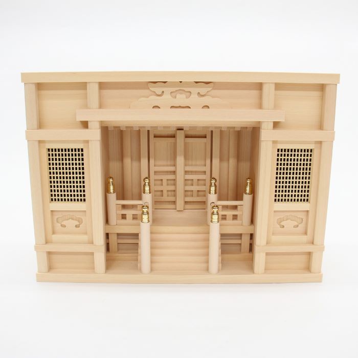 桧製 箱宮高欄付 1尺5寸 横幅42,5cmX奥行15cmX高さ30,3cm 神棚用御宮 お宮 おみや 箱宮 はこみや 箱型 屋根省略 こうらんつき 神棚 かみだな 祀る まつる 内祭 ないさい 桧 ひのき ヒノキ 新築 開店 モダン シンプル コンパクト 国産 日本製 手作り