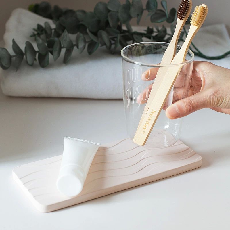 珪藻土 収納トレイ 水切りトレイ トレイ 北欧風 ソープトレー 吸水 トレー 速乾 歯ブラシ置き 洗面所 おしゃれ 防カ バスルーム(3)