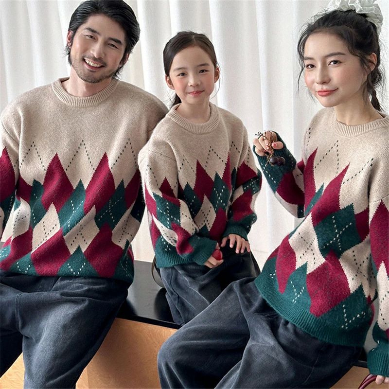 親子 ペアルック 赤ちゃん セーター トップス クリスマス レトロ ゆったり アメカジ ニット 高級 親子..