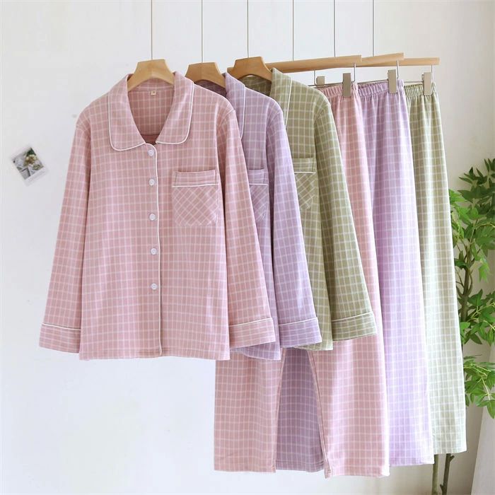 秋 レディース チェック柄 セットアップ カップル メンズ パジャマ 厚手 綿 上下セット お揃い 春 ペアルック 長袖 ペアパジャマ