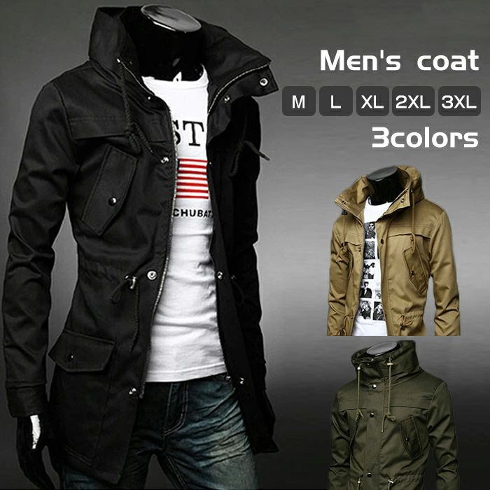 バイクウェ アウター スプリングコート ジャケット ミリタリージャケット トレンチコート コート メンズ ライダースジャケット