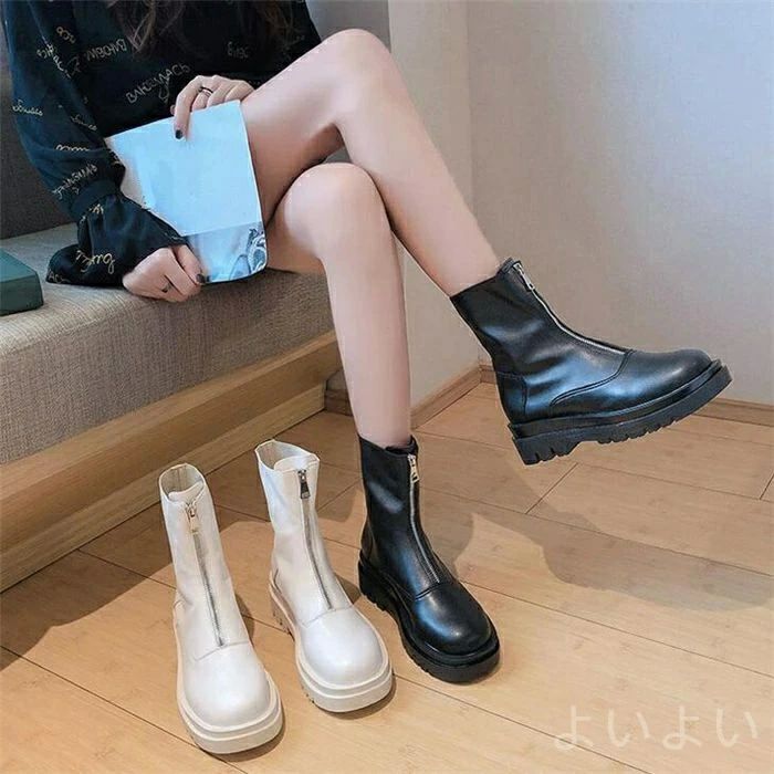 秋冬 可愛い ブーツ 靴 ローヒール ストレッチブーツ スクエアトゥ 美脚 シューズ 柔らかい おしゃれ(4)