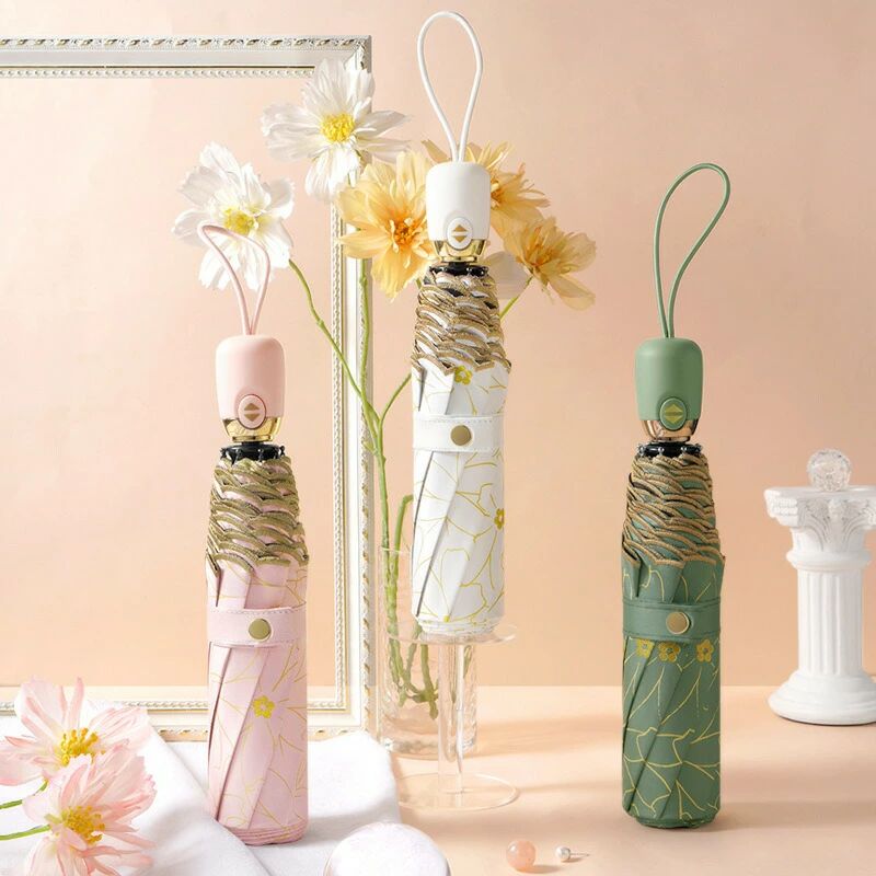 レディース 晴雨兼用 8本骨 遮熱 100 防風防水 折りたたみ傘 遮光 軽量 丈夫 ワンタッチ自動開閉 持ち運 日傘 uvカット 三段折り