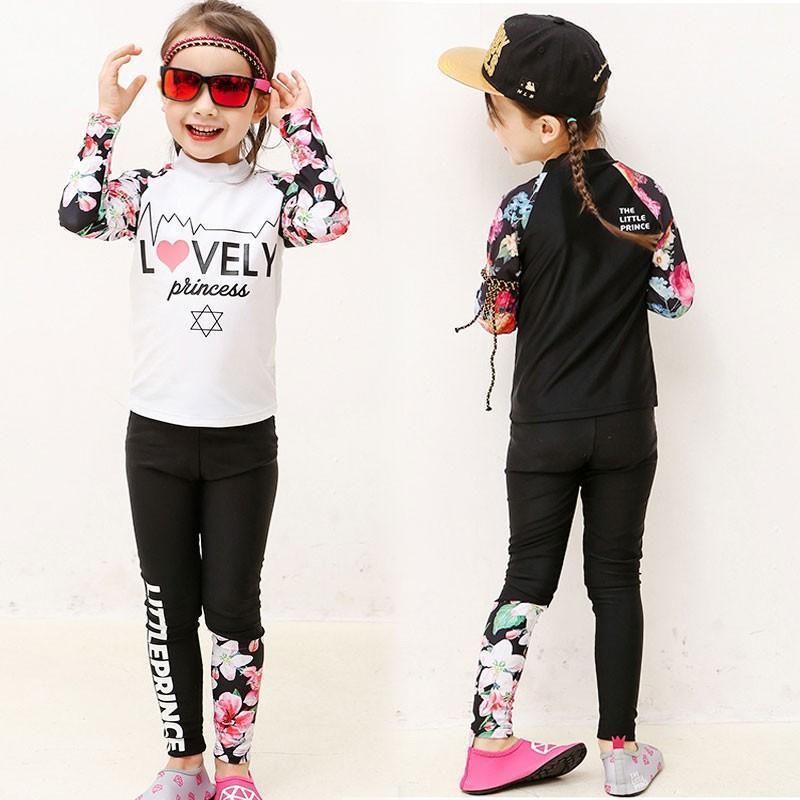 子ども キッズ水着 ラッシュガード 女の子 水遊び 紫外線 長袖上下セット キッズ 男の子 海水浴 プール 子供水着 スイムウェア(4)