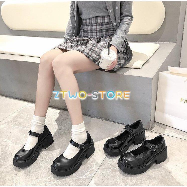 合皮 ハイヒール ローファー ミドルヒールシューズ 5cm ローヒール靴 ストラップ シューズ ストラップシ 光沢感 厚底 レディース