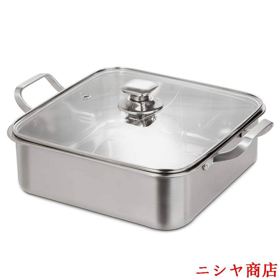 S形鴛鴦鍋 二食鍋 同時に調理可能 ステンレス鋼 仕切り付き 調理器具 しゃぶしゃぶ鍋 春夏秋冬 両手鍋 ..