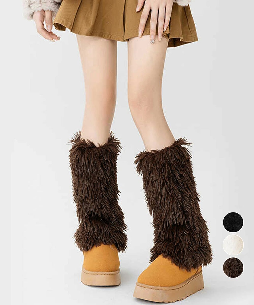 暖かい モコモコ 履きやすい 足首ウォーマー レディース 防寒グッズ フェイクファーレッグウォーマー ボリューム レックカバー