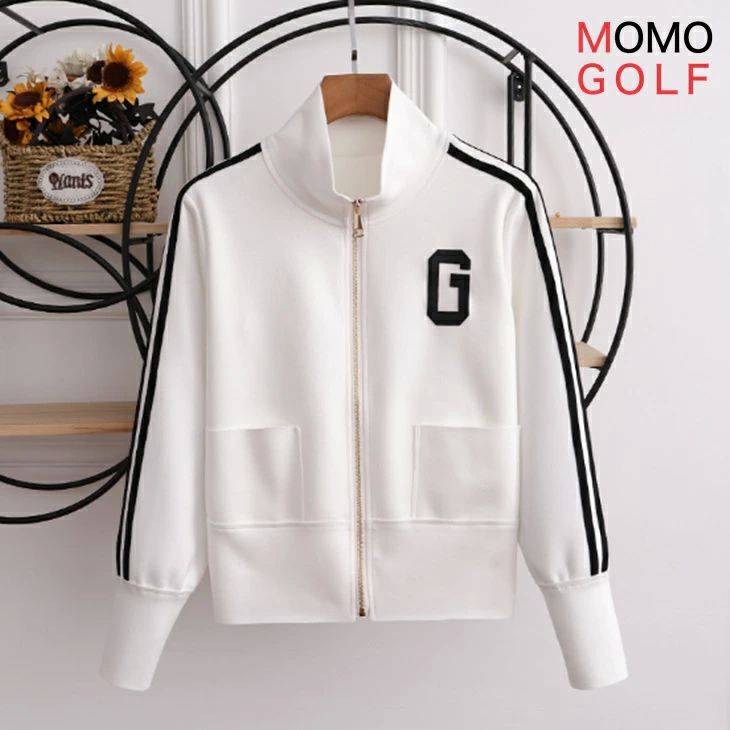 スタンドカラー ゴルフウエア レディース カジュアルジッパージ