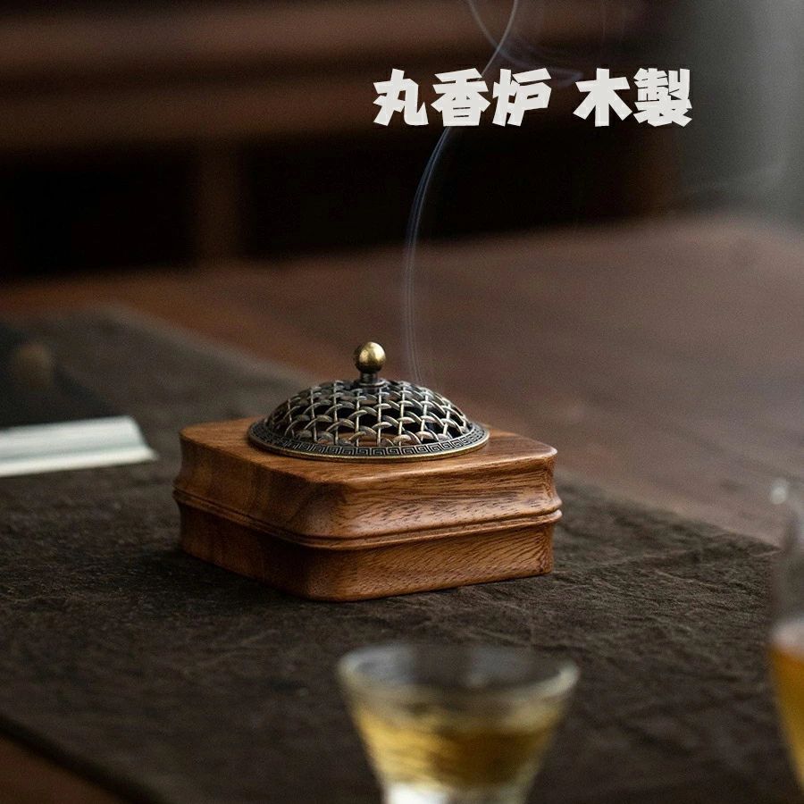 お香ホルダーアンティーク 仏壇用香炉 お香立て 禅 香炉 香立 渦巻き線香用 コーン香 香立て 丸香炉 線香皿 イン 香皿 木製 香道