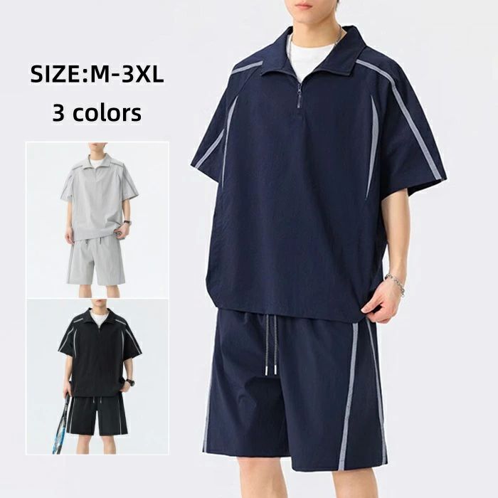 男性用 カジュアルポロシャツ 薄地 サマーセットアップ サマーセット カジュアル 冷感 セットアップ 上下セッ メンズポロシャツ