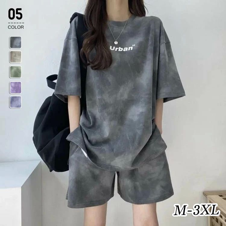 乐天商城 - tシャツ 半袖 レディース セットアップ ボトムス ルームウェア 部屋着 カジュアル 夏 トップス 夏 着痩せ オシャレ 送料無料