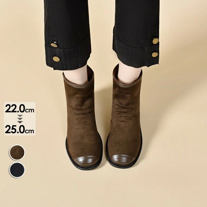 歩きやすい フラットブーツ 裏起毛 シンプ 秋冬 履きやすい レディース 新作 防寒 本革 ローヒール 丸トゥ 柔らかい スエード調