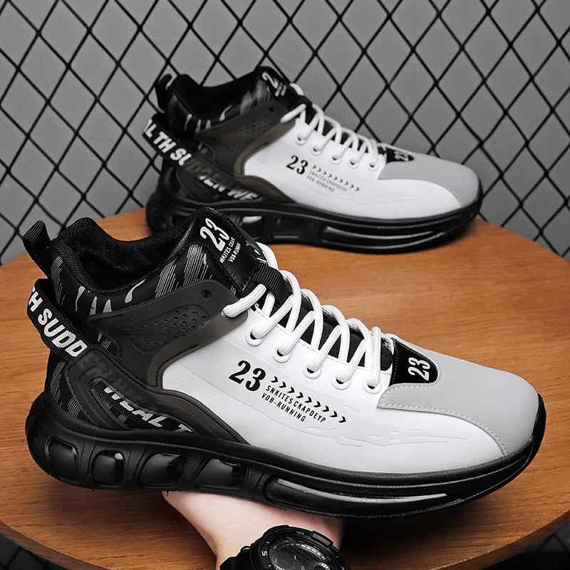 スニーカー かっこいい メンズ 韓国系 バイカラー 個性的 運動靴 男性用 ダッドスニーカー 厚底 ホワイト ブラック ハイカット