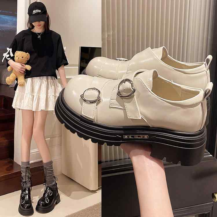 厚底 ローファー ブーティ ダブルベルト かっこいい 黒 白 レディース チャンキーヒール ロック 個性的 合皮 レザーブーツ ぽっ