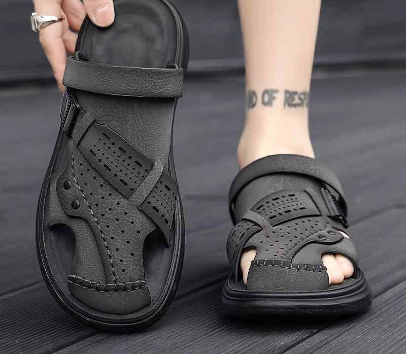 スポーツサンダル 本革 かっこいい レザー サンダル メンズ 個性的 ヴィンテージ感 スポサン ビーサン きれいめ 大人カジュアル(4)