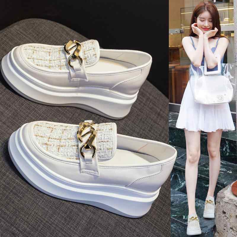 ローファー チェック柄 ツイード ウェッジソール 可愛い スリッポン パンプス 韓国系 黒 白 厚底 個性的 キュート 大人カジュア