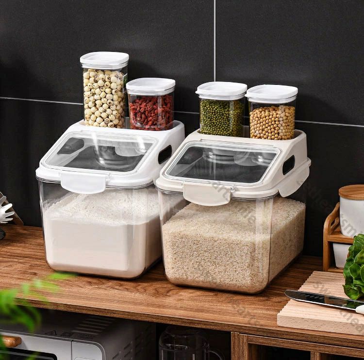 送料無料 キッチン収納 プラスチック ホワイト カーキ ボックス お米収納 防虫 10kg 米びつ おしゃれ 保存容器 キッチン用品