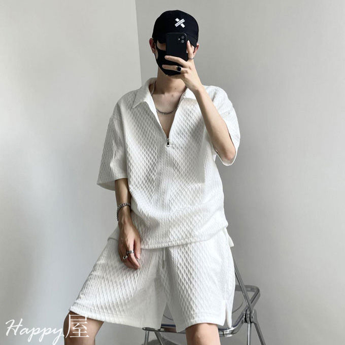 スポー シンプル ゆったり スウェット 大きいサイズ 上下セット 無地 ハーフパンツ 半袖tシャツ 2点セット メンズ セットアップ