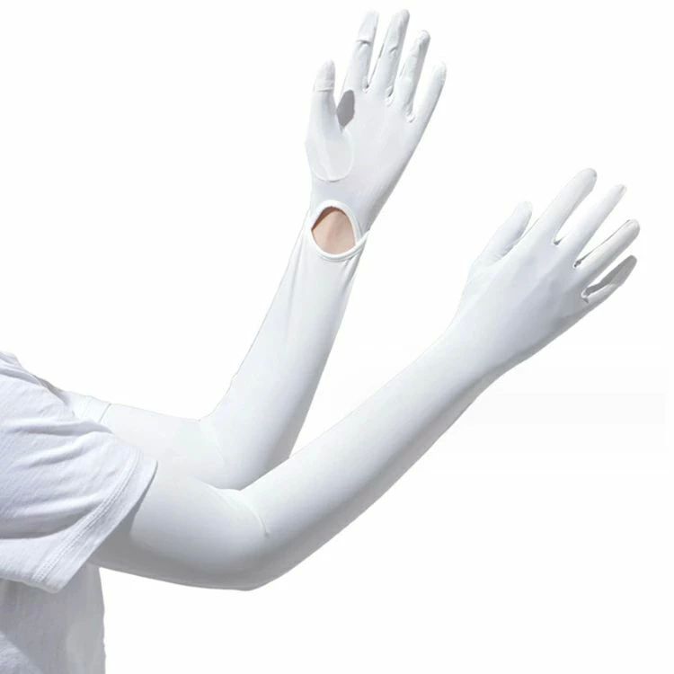 冷感 UV 指先まで 腕カバー手袋 伸縮性 UVカット ロング 吸汗速乾 レディース UVカット率?95％ アーム..
