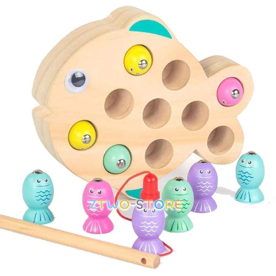 パズル 木製 型はめ 磁石付き フィッシング 女の子 男の子 釣りゲーム さかなつり 魚 釣り遊び おもち..