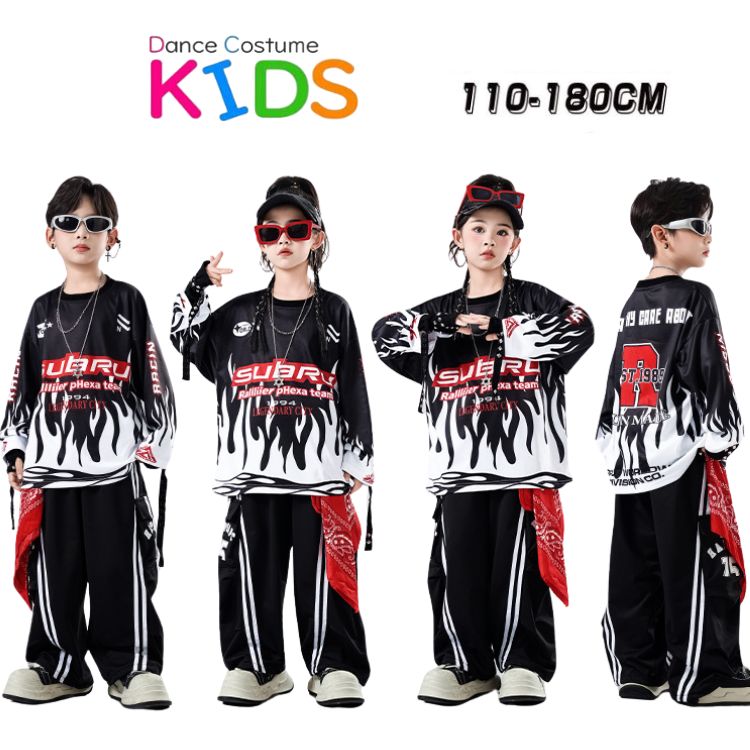 ブラック トレーナー 男の子 長パンツ カーゴパンツ ヒップホップ トップス 韓国 セットアップ キッズ ..