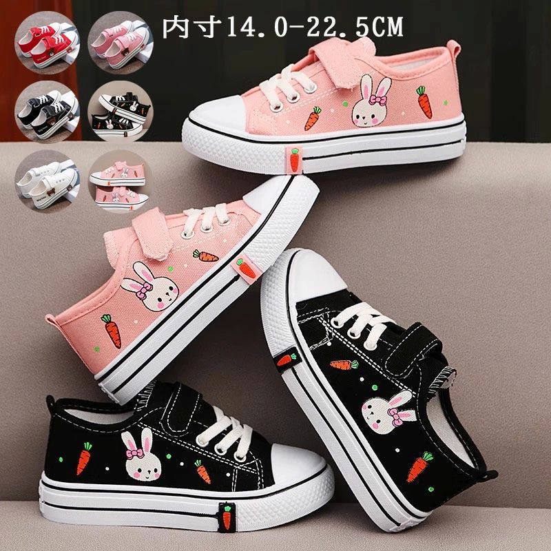 黒 子供 ピンク スニーカー ダンス 男の子 キッズ 赤 シューズ キャンバスシューズ 熊 女の子 スニーカー 白 マジックテープ 兎