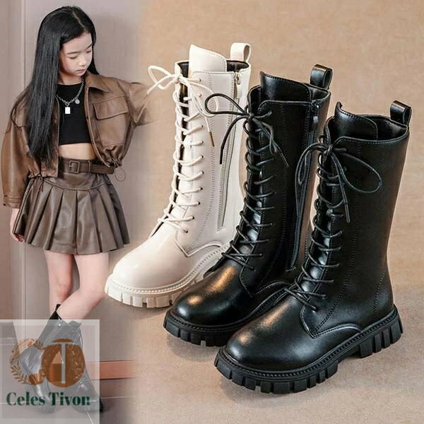 【送料無料】ロングブーツ 春秋冬 キッズ シューズ ジュニア 女の子 子供ブーツ おしゃれ 可愛い ブーツ 靴 子供 フォーマル靴のサムネイル