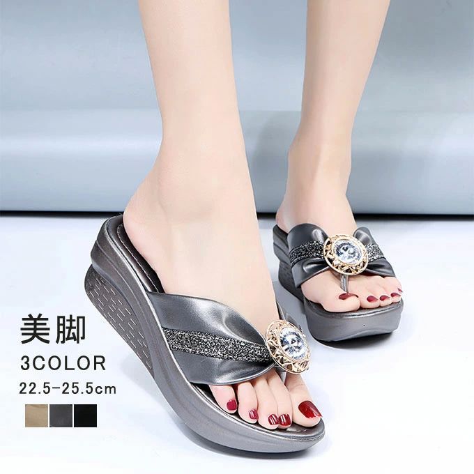 サン 歩きやすい かわいい 夏 カジュアル ウェッジソール オープントゥ スムース ミュール ウェッジソール レディース サンダル