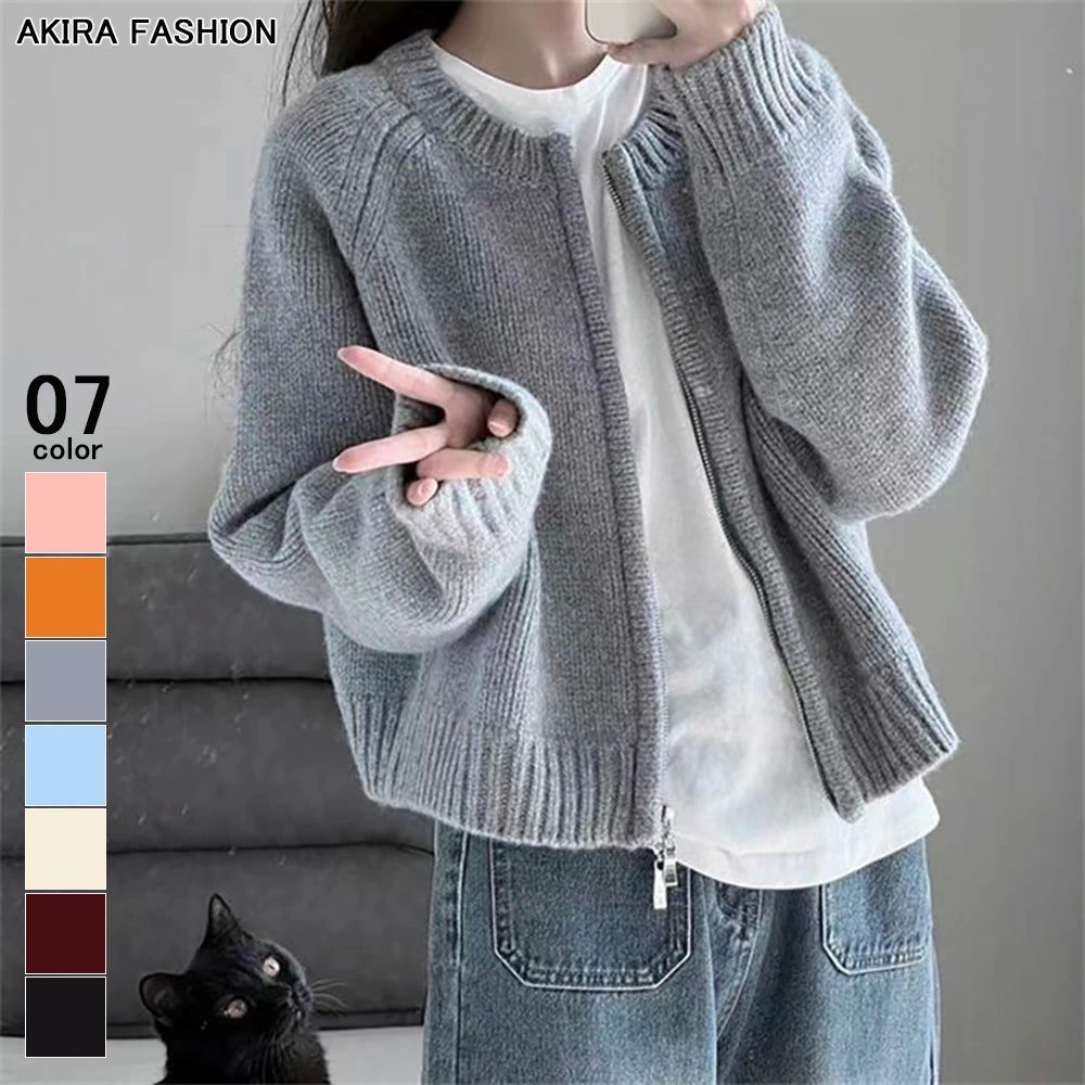冬 厚手 秋 ショート カーディガン ニットカーディガン 春 カジュアル ニットトップス ニット 長袖 レディース トップス ノーカ