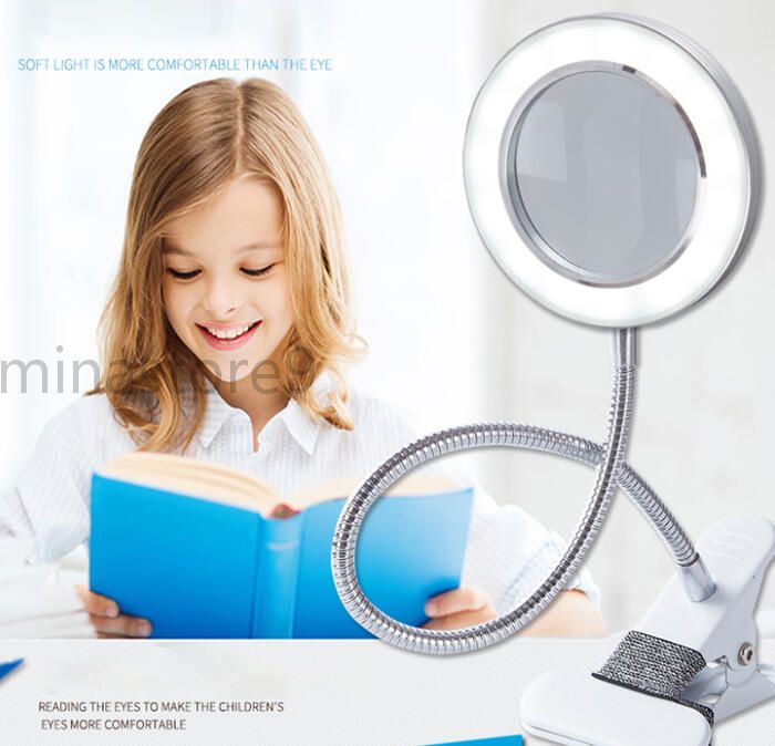 作業台 スタンドルーペ クリップライト 虫眼鏡 美容室 拡大鏡 360度 サロン シルバー ライト付き スタ..