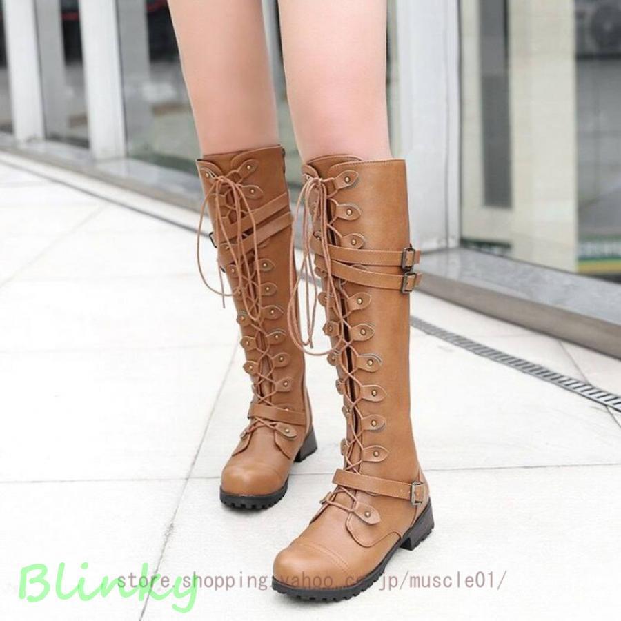 ブーツ ファッションブーツ 厚底ブーツ ロングブーツ パンク靴 PUNK レディース コスプレ 厚底靴 編み..