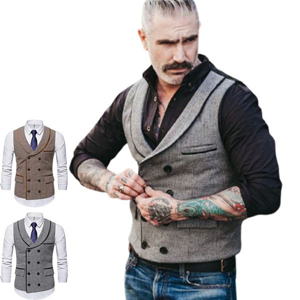 フォーマルベスト パーティー コットン チョッキ シャツに 紳士服 トップス ビジネス スーツベスト メンズ ベスト 結婚式 ジレー(4)