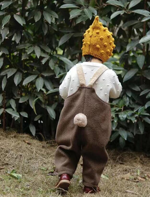 秋 可愛い ベビー服 裏起毛 ツイード生地 長ズボン ゆっ ロングパンツ 厚手 無地 冬 オールインワン オーバーオール サロペット 3