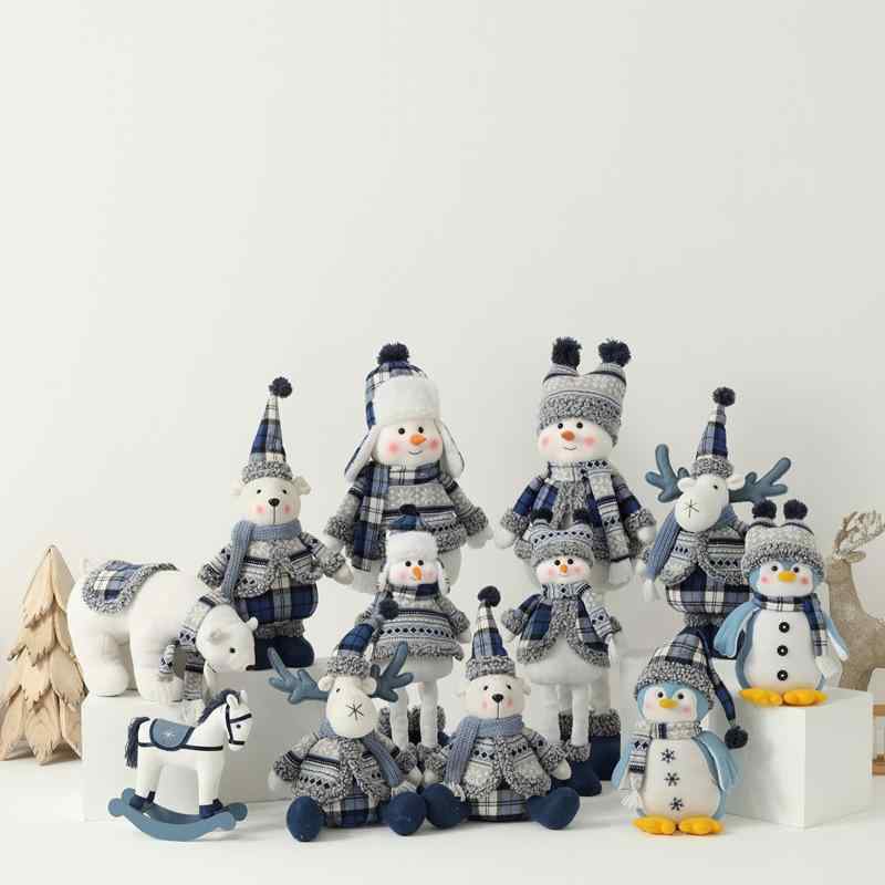人形 インテリア雑貨 デコレーション 布製 おしゃれ 北欧風 ぬいぐるみ クリスマス飾り 青 ニット かわいい 雪だるま 置物