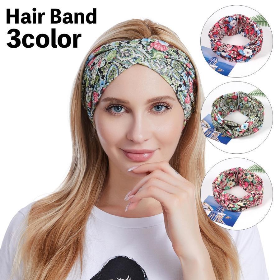 ヘアバンド ヘアターバン 花柄 ヘアアクセサリー ヘッドバンド スポーツ お洒落 レディース ヨガ 幅広 ..