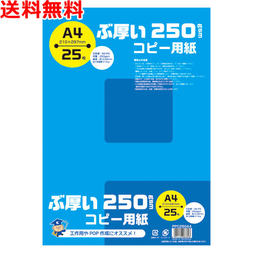 ぶ厚いコピー用紙 A4 250gsm 25枚入 PPC用紙 送料無料