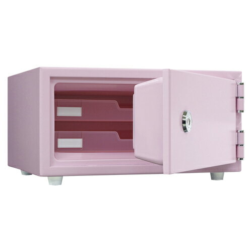 耐火金庫 おしゃれ金庫 ディンプル錠(鍵)式 A4収納可 セーフティボックス ペールピンク 送料無料