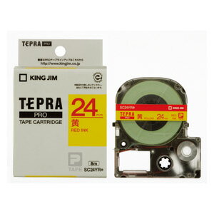 Rakuten - テプラPROテープ SC24YR 幅24mm×2巻 カラーラベル 黄/赤文字 テプラカートリッジ キングジム 送料無料