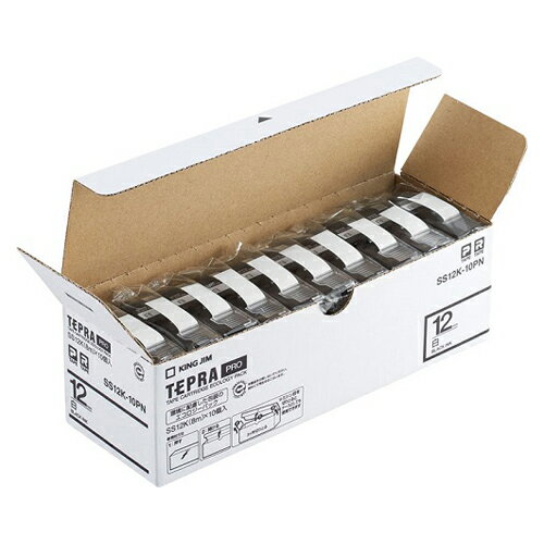 Rakuten - テプラPROテープ SS12K-10PN エコパック白ラベル10個 1巻8m テプラカートリッジ キングジム 送料無料