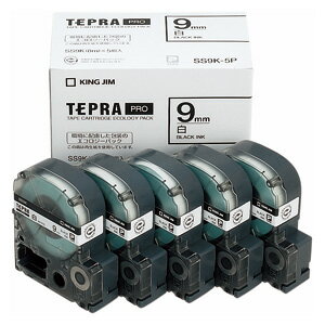 乐天商城 - テプラPROテープ SS9K-5P エコパック白ラベル 5個入 1巻8m テプラカートリッジ キングジム 送料無料
