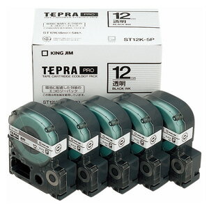 乐天商城 - テプラPROテープ ST12K-5P エコパック透明ラベル 5個入 1巻8m テプラカートリッジ キングジム 送料無料