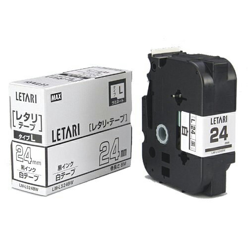ビーポップミニ・レタリ ラミネートテープL 8m 幅24mm 白ラベル 黒字 LM-L524BW 送料無料 ビーポップミニ・レタリ ラミネートテープL 8m 幅24mm 白ラベル 黒字 LM-L524BW 送料無料
